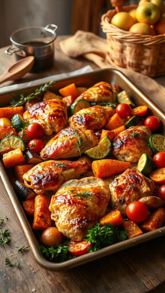 one pan chicken and veggies one pan chicken and veggies
