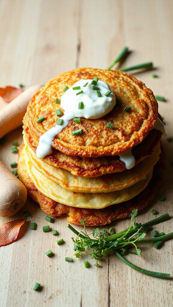 parsnip pancakes with chive sour cream parsnip pancakes with chive sour cream
