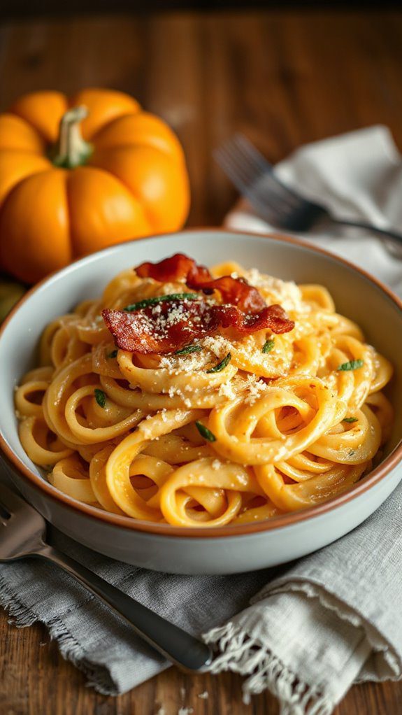 pumpkin alfredo with bacon