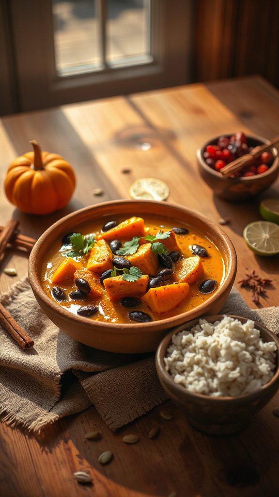 pumpkin and black bean curry