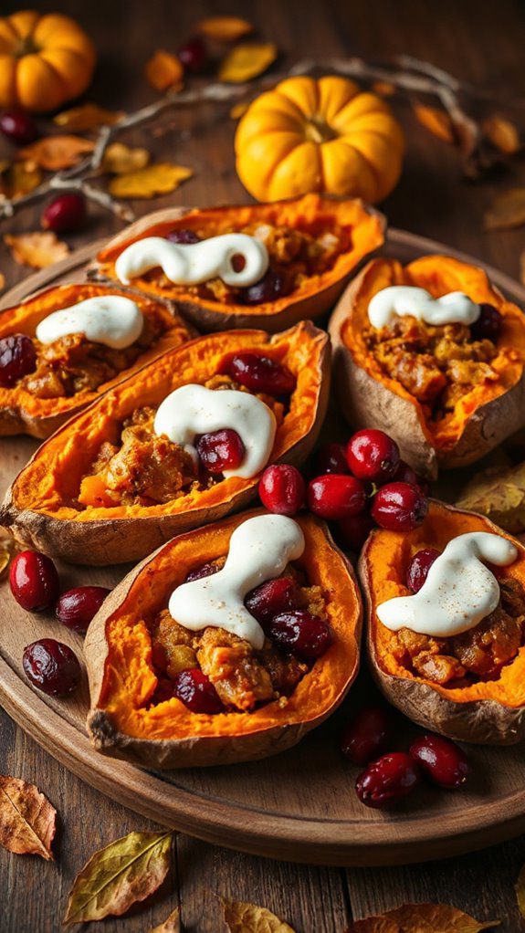 pumpkin spiced cranberry stuffed sweet potatoes