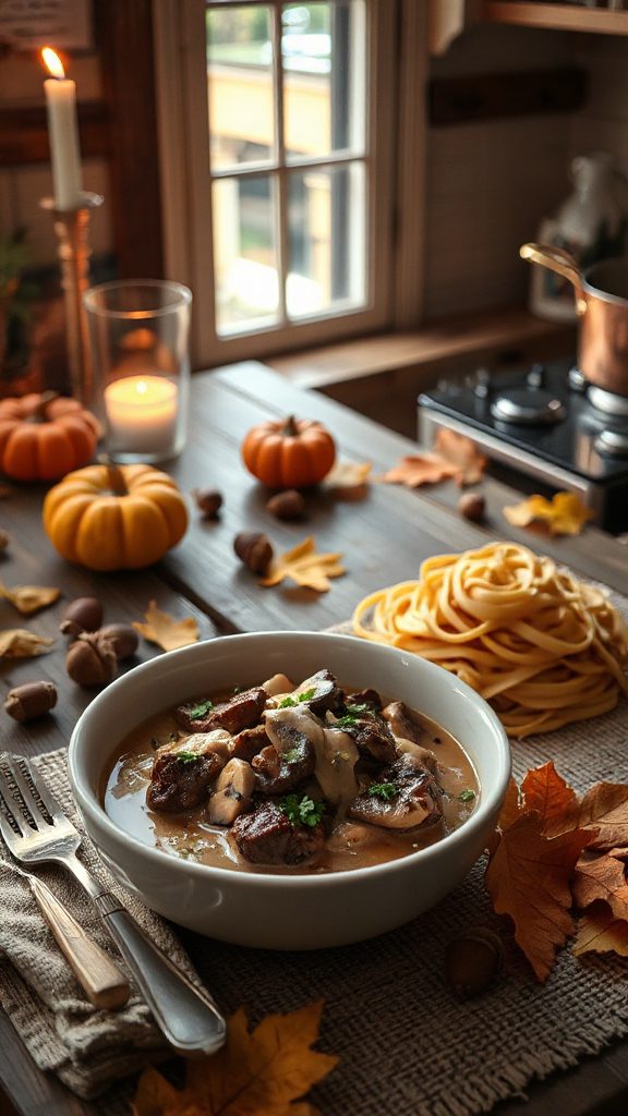 quick and creamy beef stroganoff