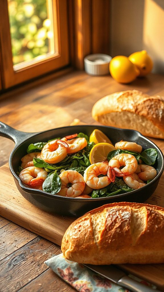 quick shrimp spinach skillet