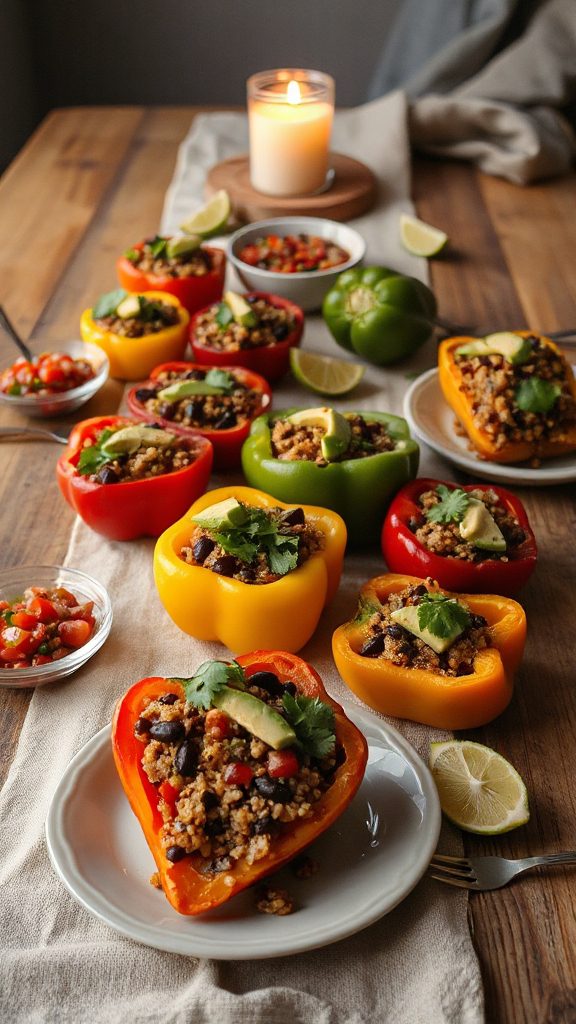 quinoa and beans stuffed peppers