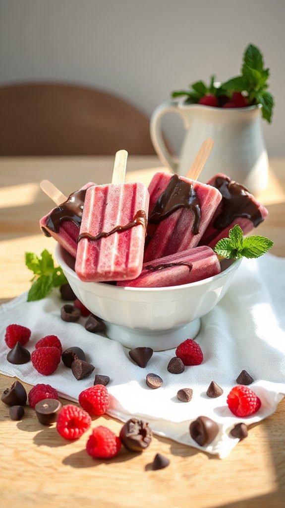 raspberry chocolate yogurt pops
