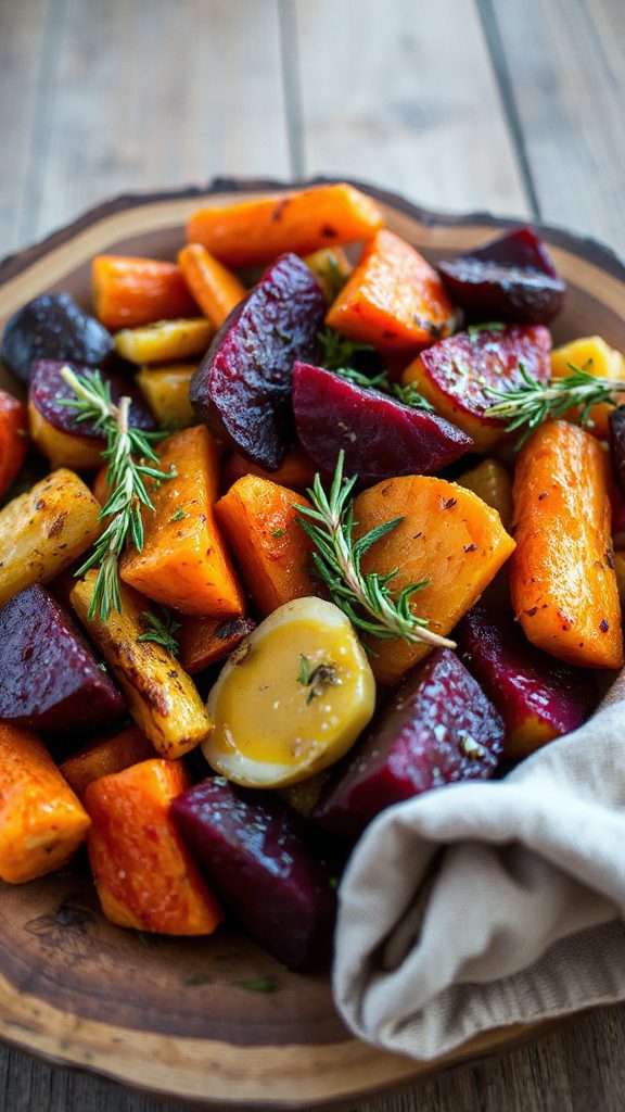 roasted vegetables with dressing