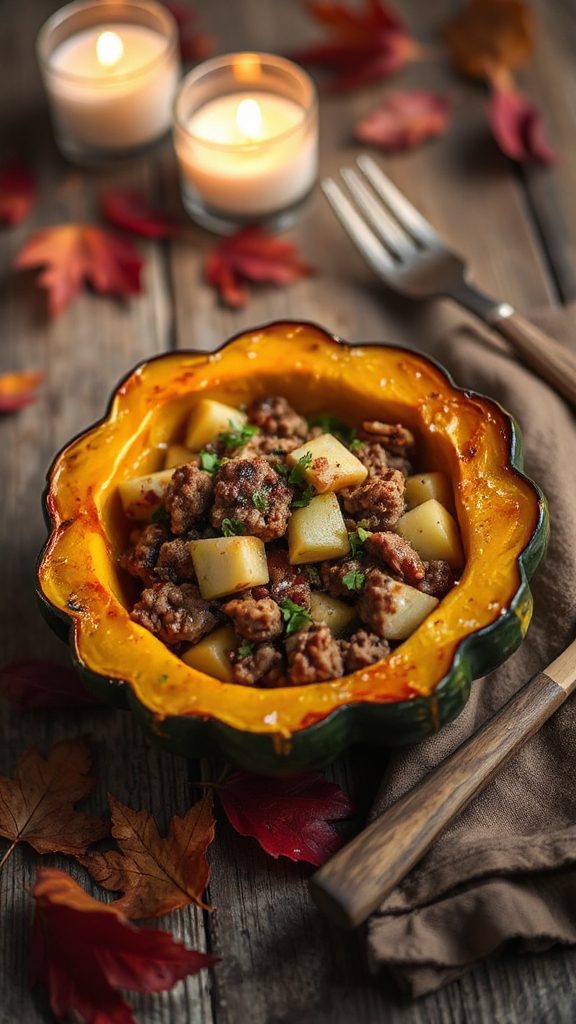 sausage apple stuffed squash