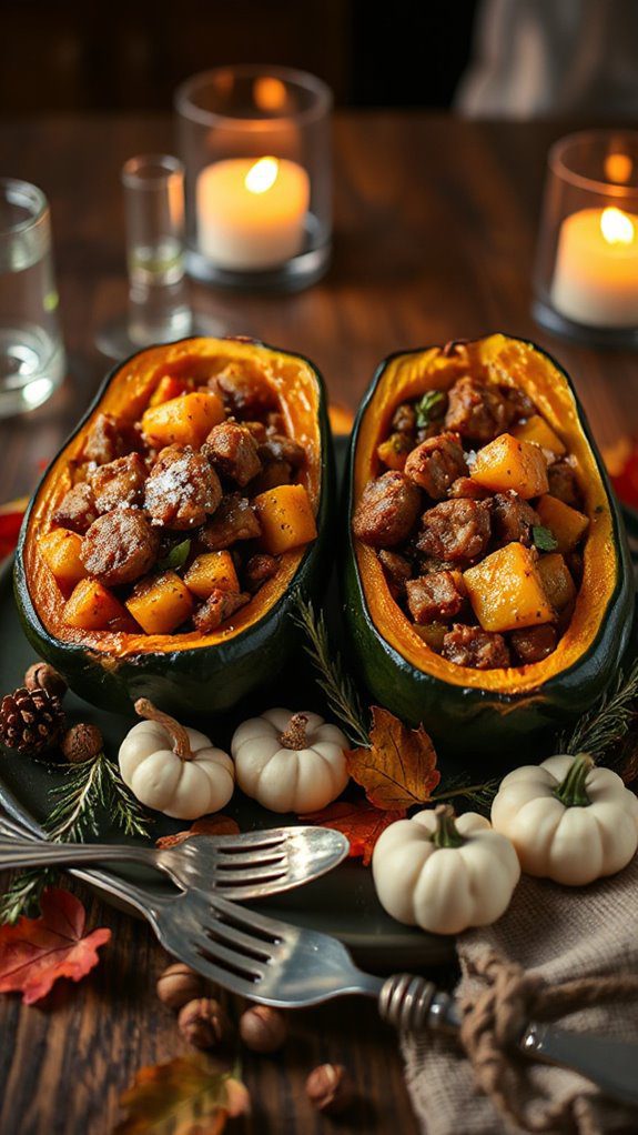 sausage apple stuffed squash