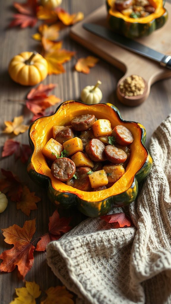 savory apple sausage stuffed squash