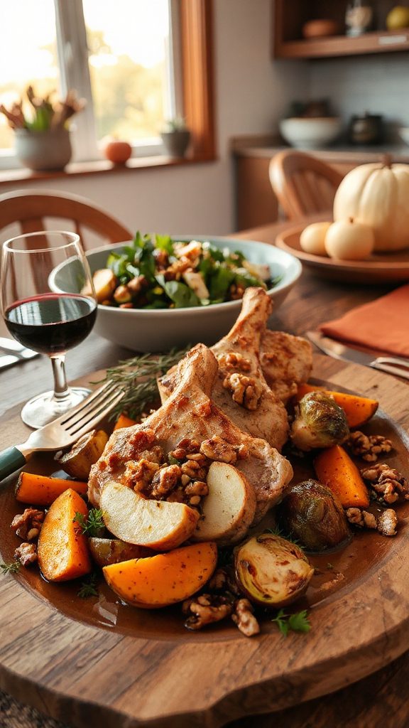 savory apple walnut pork chops