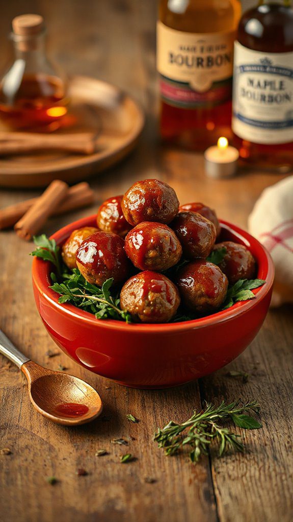 savory bourbon glazed meatballs recipe