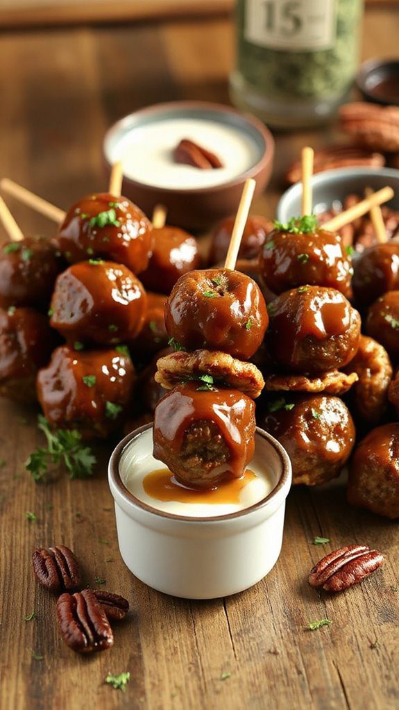 savory glazed meatball skewers