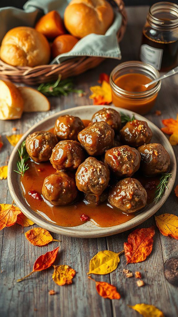 savory maple glazed meatballs