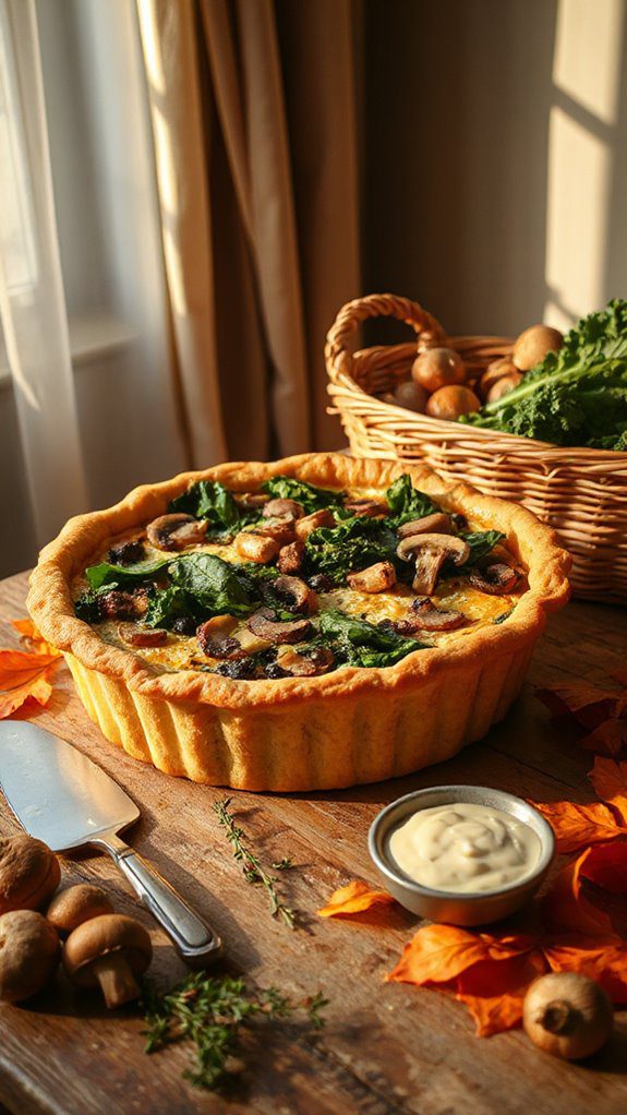 savory mushroom spinach quiche savory mushroom spinach quiche