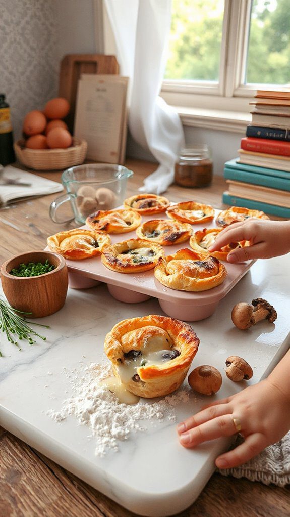 savory mushroom swiss quiches