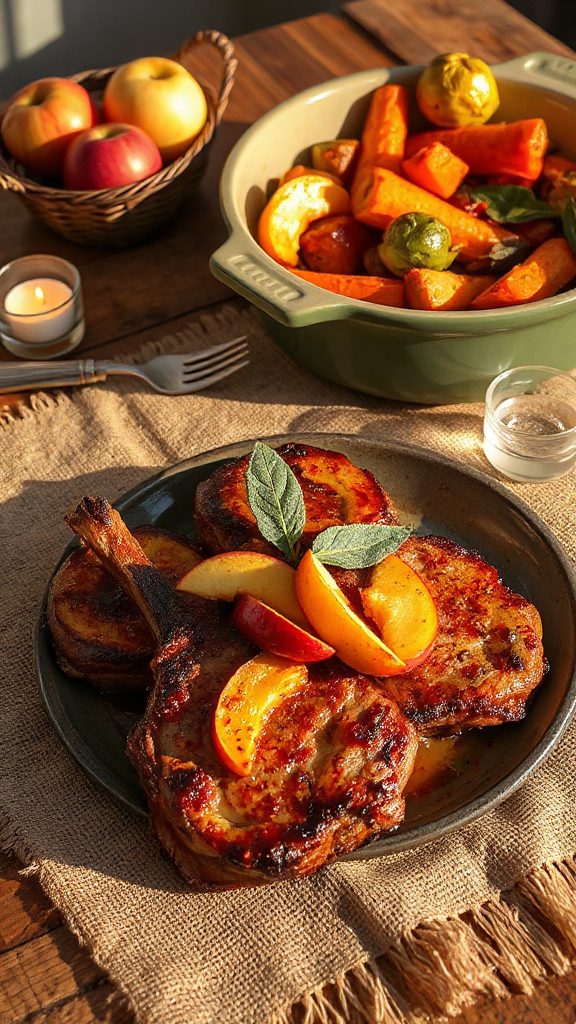 savory pork chops with apples