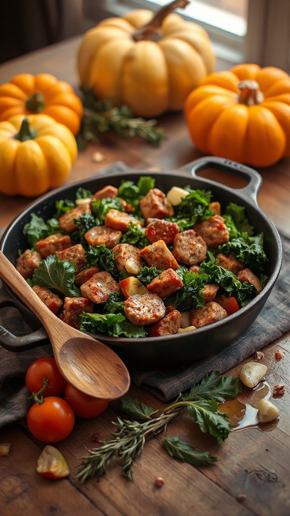 savory sausage and kale skillet