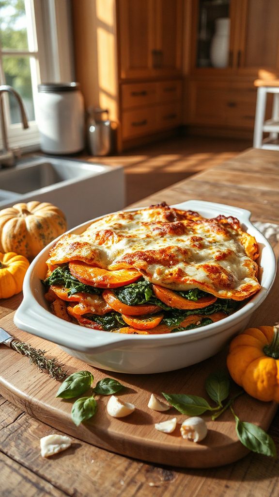 savory squash spinach lasagna