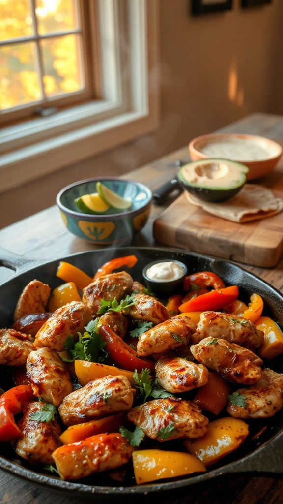 sizzling tex mex chicken fajitas