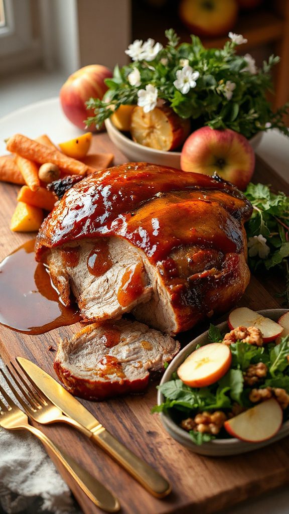 slow cooked bourbon apple pork