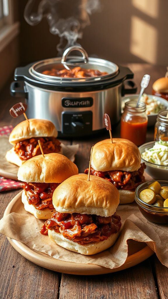 slow cooker bbq chicken sliders
