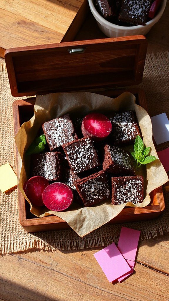 sneaky beet brownies presentation