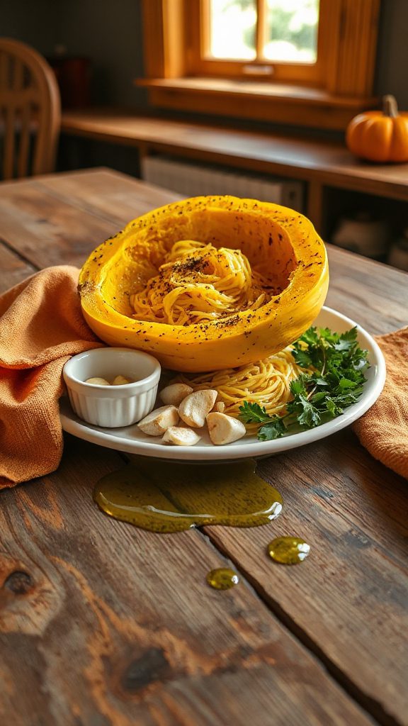 spaghetti squash garlic olive oil