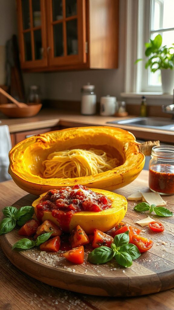 spaghetti squash with marinara spaghetti squash with marinara