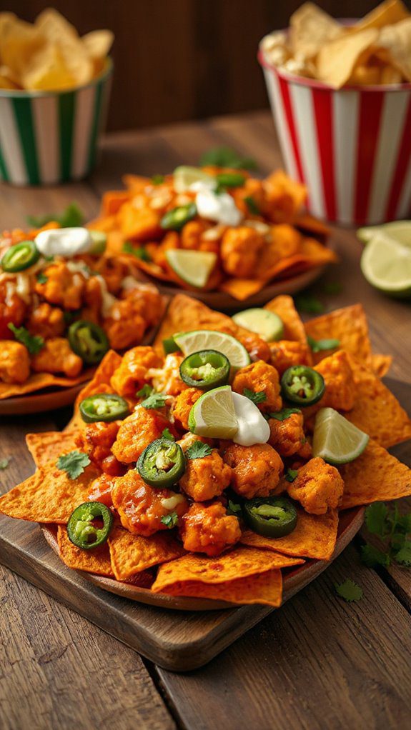 spicy buffalo sweet potato nachos