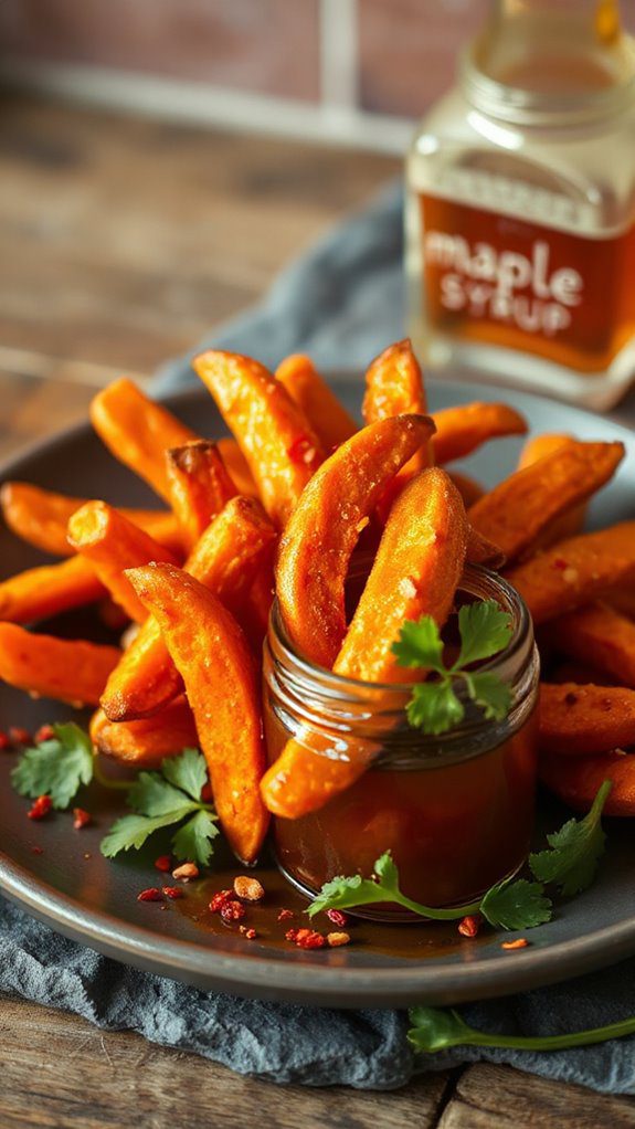 spicy maple glazed carrot fries