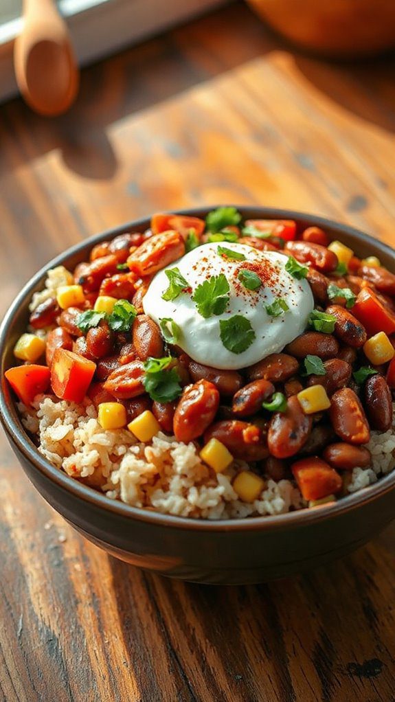 spicy pinto bean bowl
