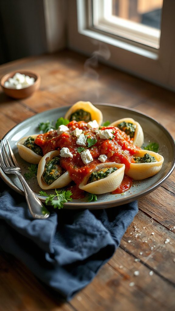 spinach and feta shells spinach and feta shells