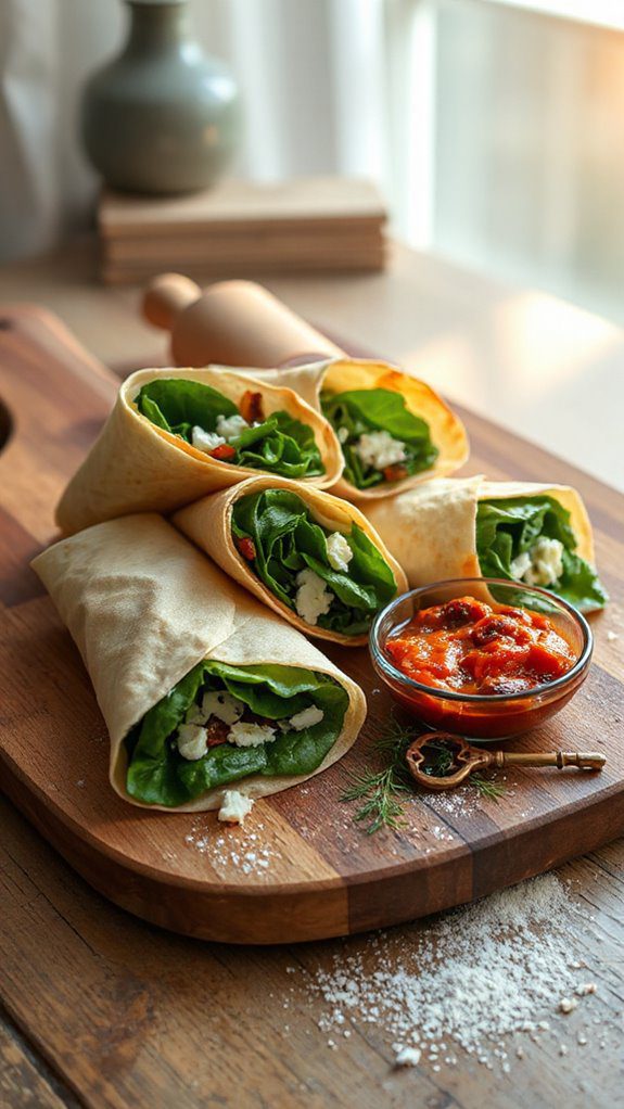 spinach feta breakfast wraps
