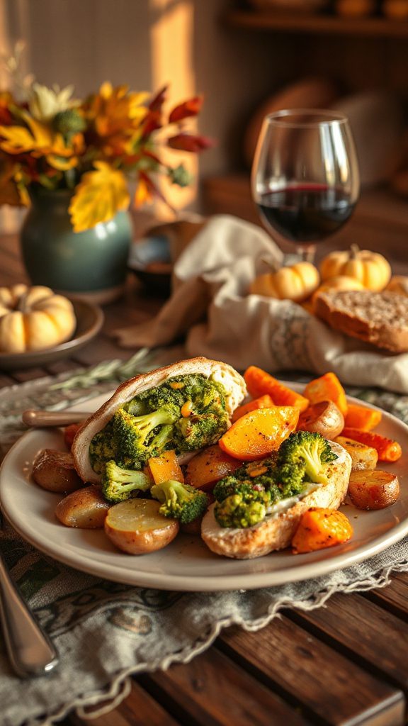 stuffed chicken with broccoli
