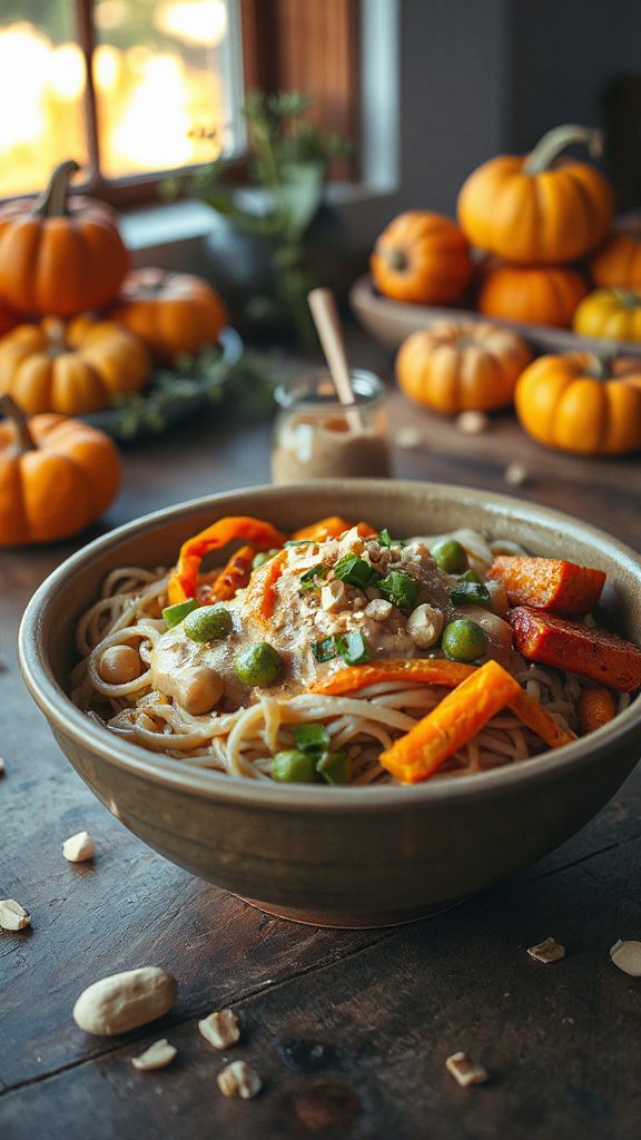 thai peanut chickpea noodles
