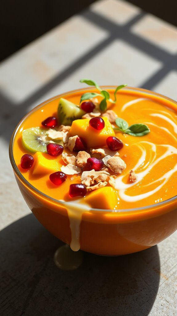 tropical carrot ginger smoothie bowl