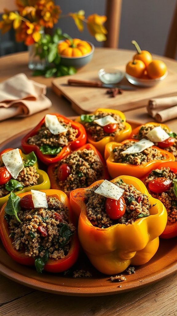 turkey spinach stuffed peppers turkey spinach stuffed peppers