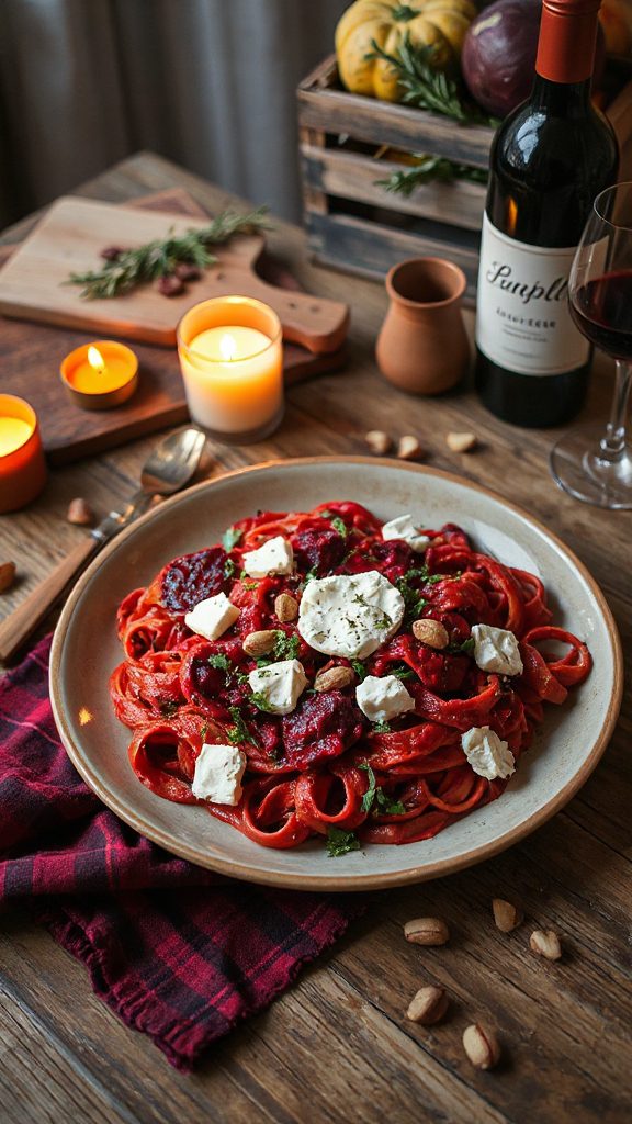 vibrant roasted beet pasta