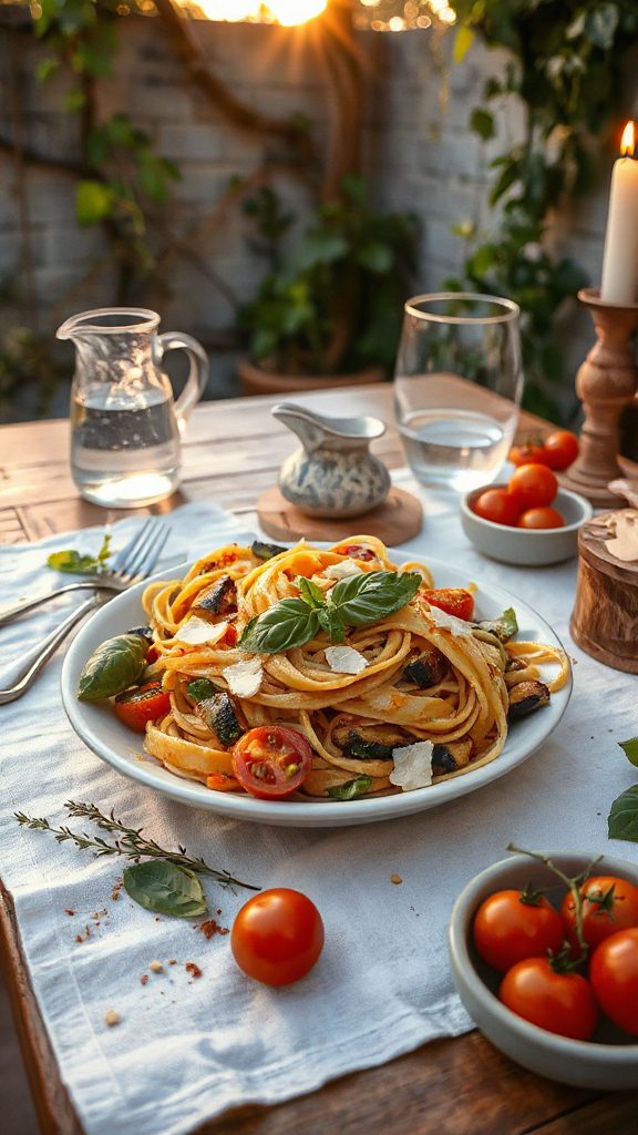 vibrant vegetable pasta dish
