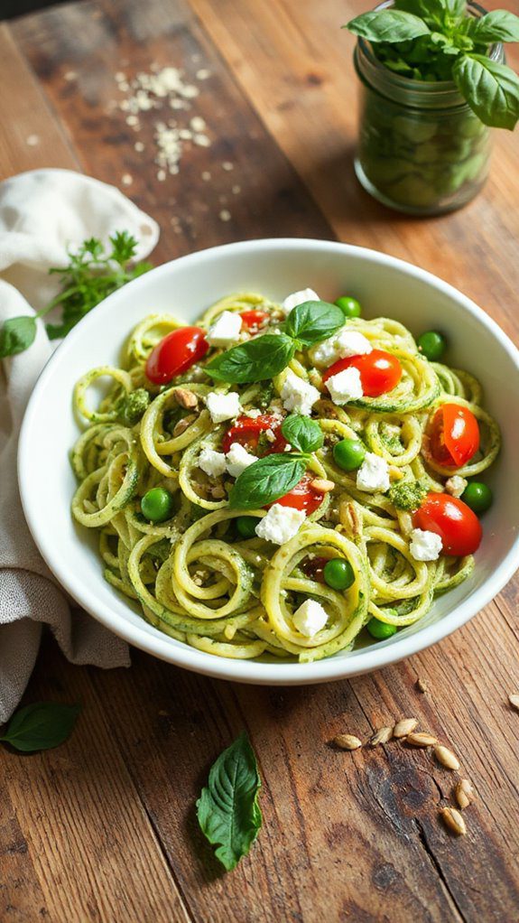 zucchini noodle pesto salad