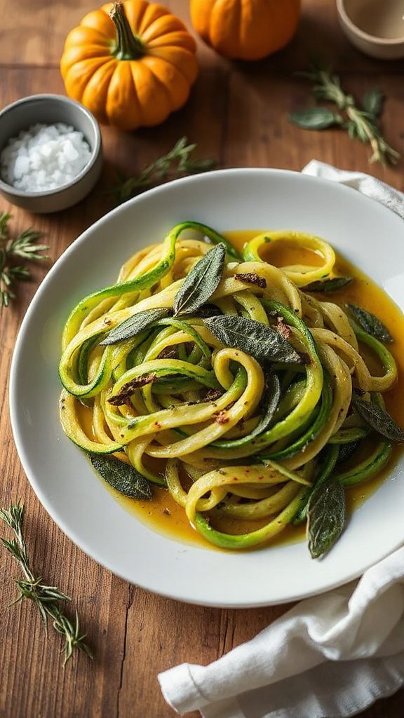 zucchini noodles in sage butter