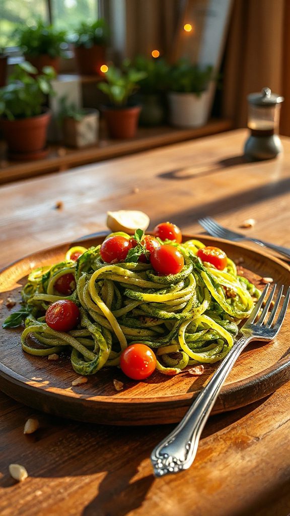 zucchini noodles with pesto zucchini noodles with pesto