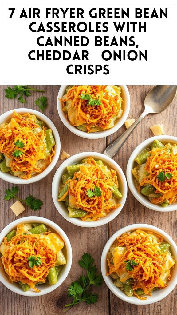 7 Air Fryer Green Bean Casseroles With Canned Beans, Cheddar & Onion Crisps