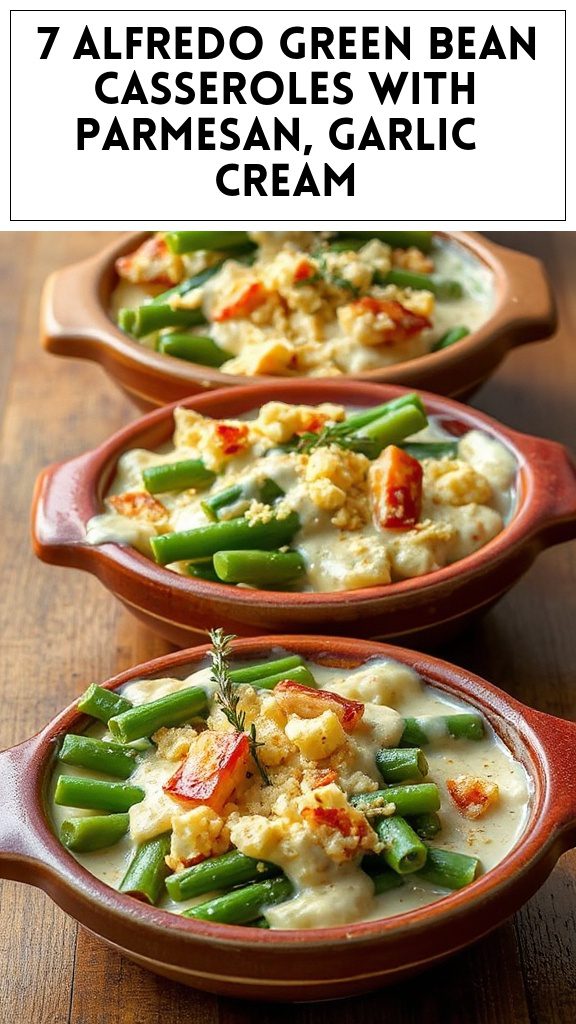 7 Alfredo Green Bean Casseroles With Parmesan, Garlic & Cream