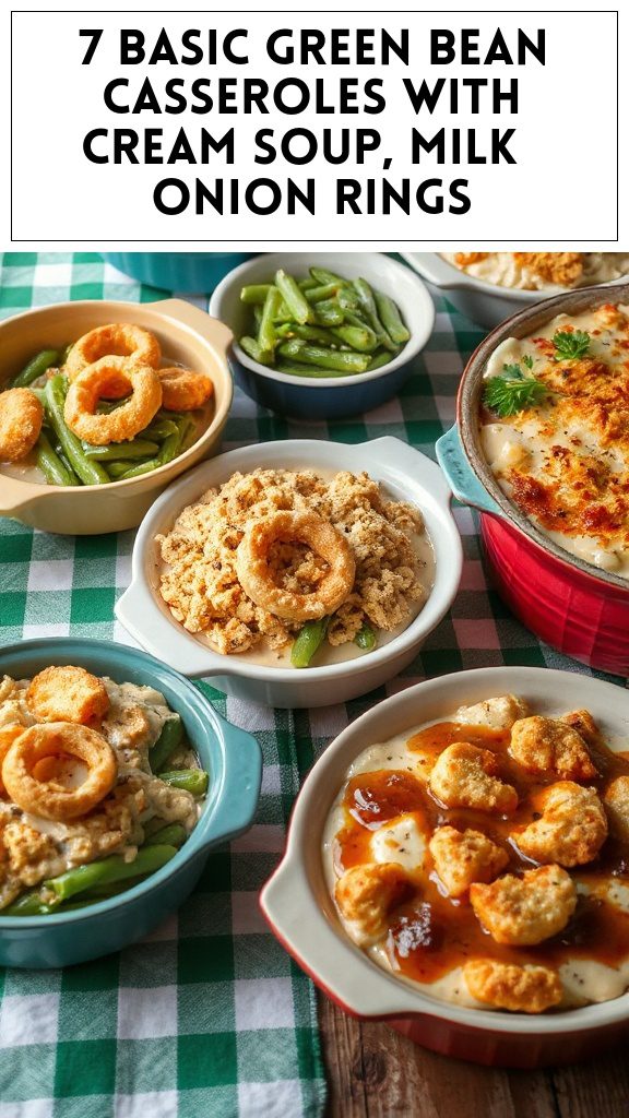 7 Basic Green Bean Casseroles With Cream Soup, Milk & Onion Rings