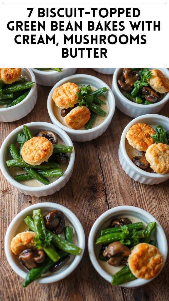 7 Biscuit-Topped Green Bean Bakes With Cream, Mushrooms & Butter