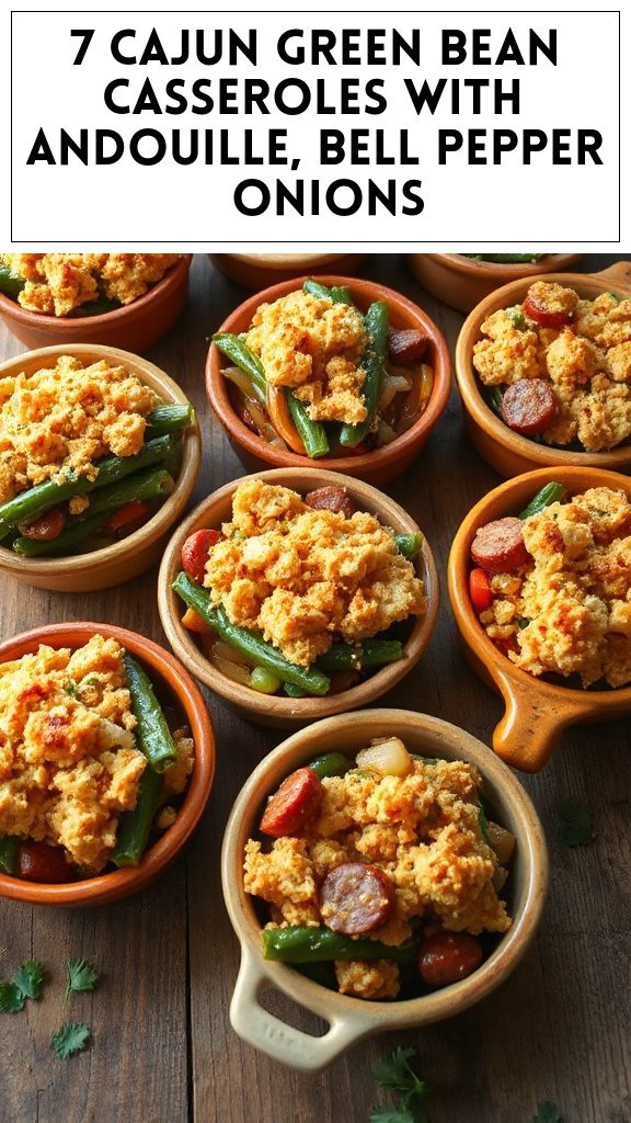 7 Cajun Green Bean Casseroles With Andouille, Bell Pepper & Onions