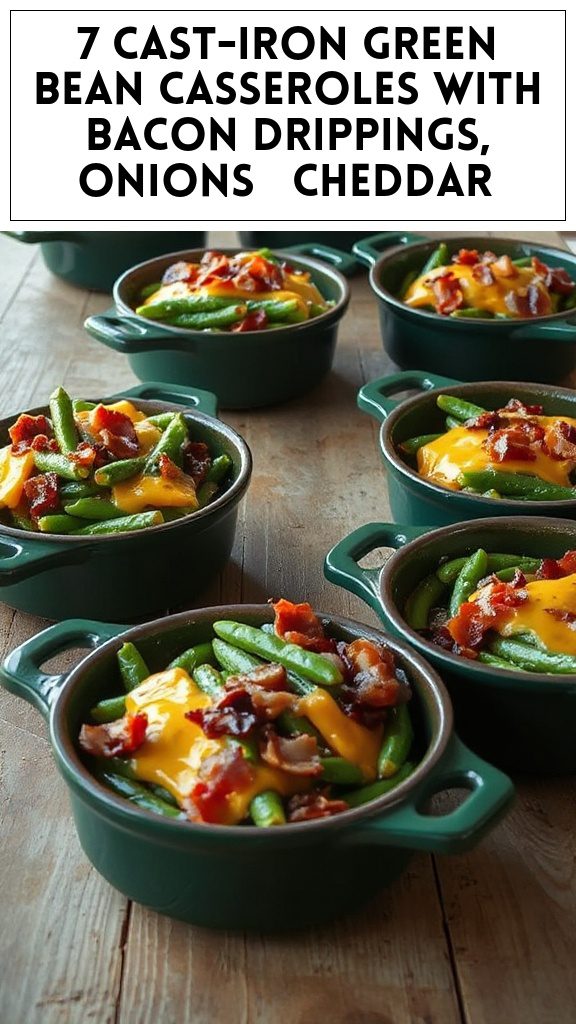 7 Cast-Iron Green Bean Casseroles With Bacon Drippings, Onions & Cheddar