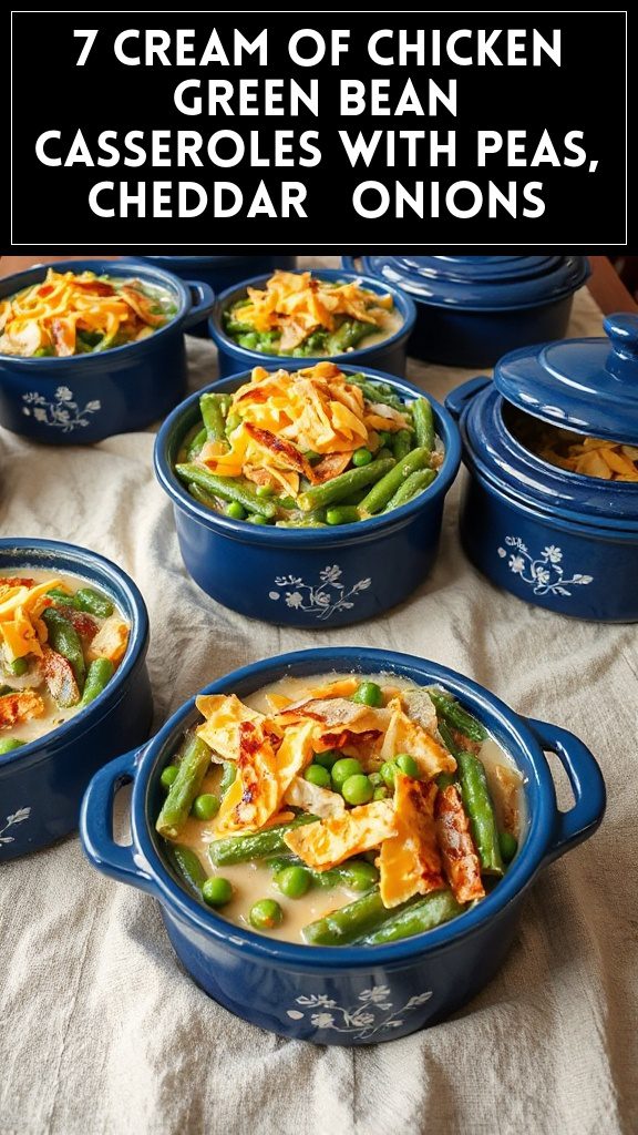 7 Cream of Chicken Green Bean Casseroles With Peas, Cheddar & Onions