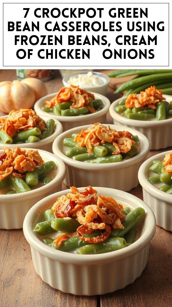 7 Crockpot Green Bean Casseroles Using Frozen Beans, Cream of Chicken & Onions